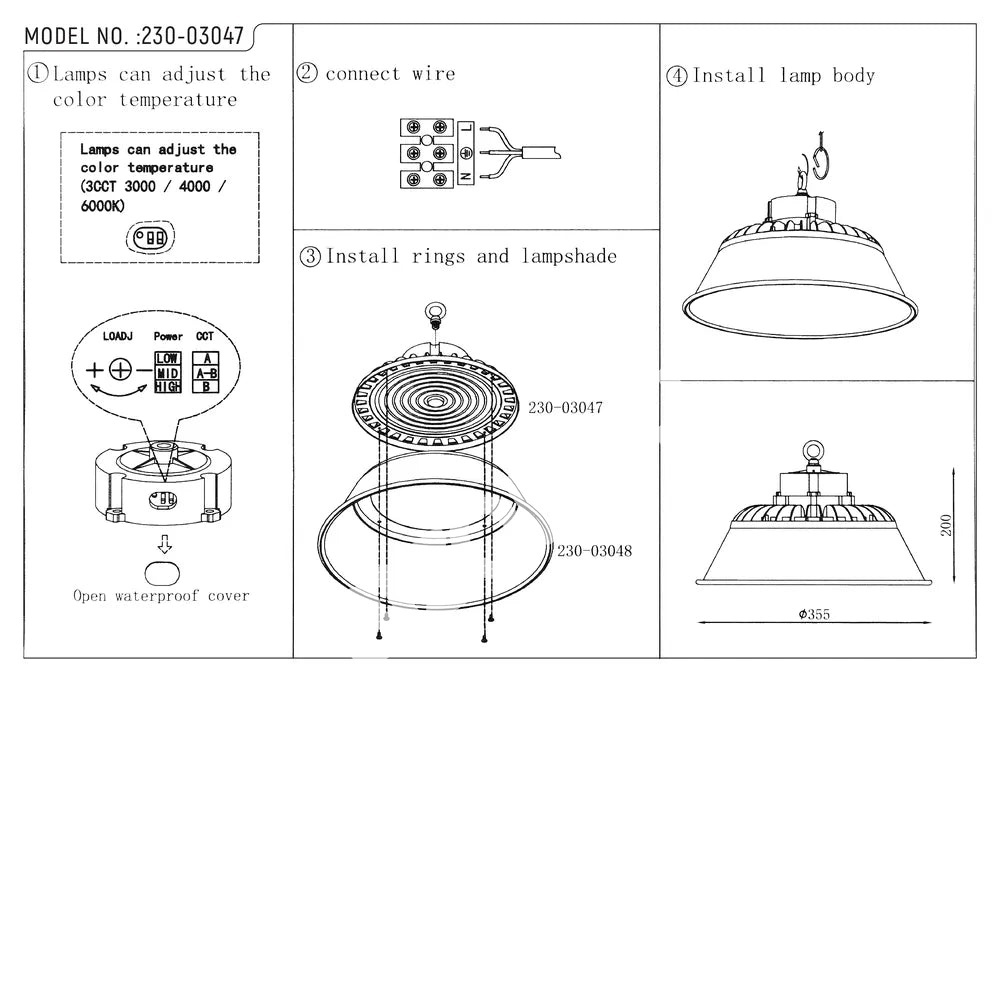 UFO Highbay 200 Вт 3000 К / 4000 К / 6000 К черный, 230-03051 29