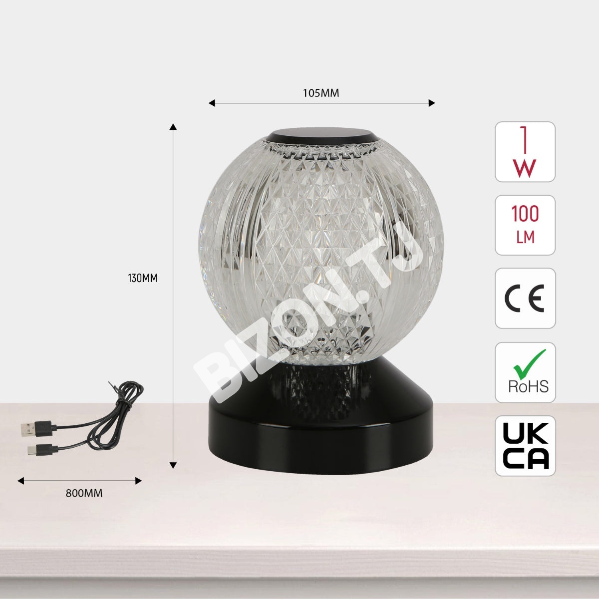 Светильник настольный LED Acrylic D105H130 золотой, 130-03724 13