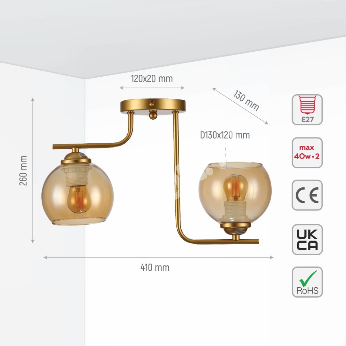 Люстра 52016 4xE27 CHAMPAGNE+золотой, 159-17628 5