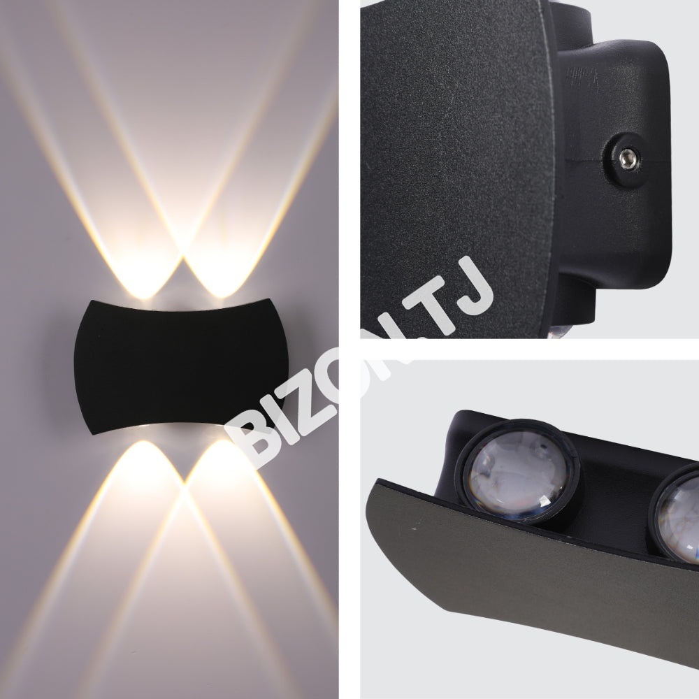 Черный 4 way Up Down уличный современный LED настенный светильник, 182-03439 7