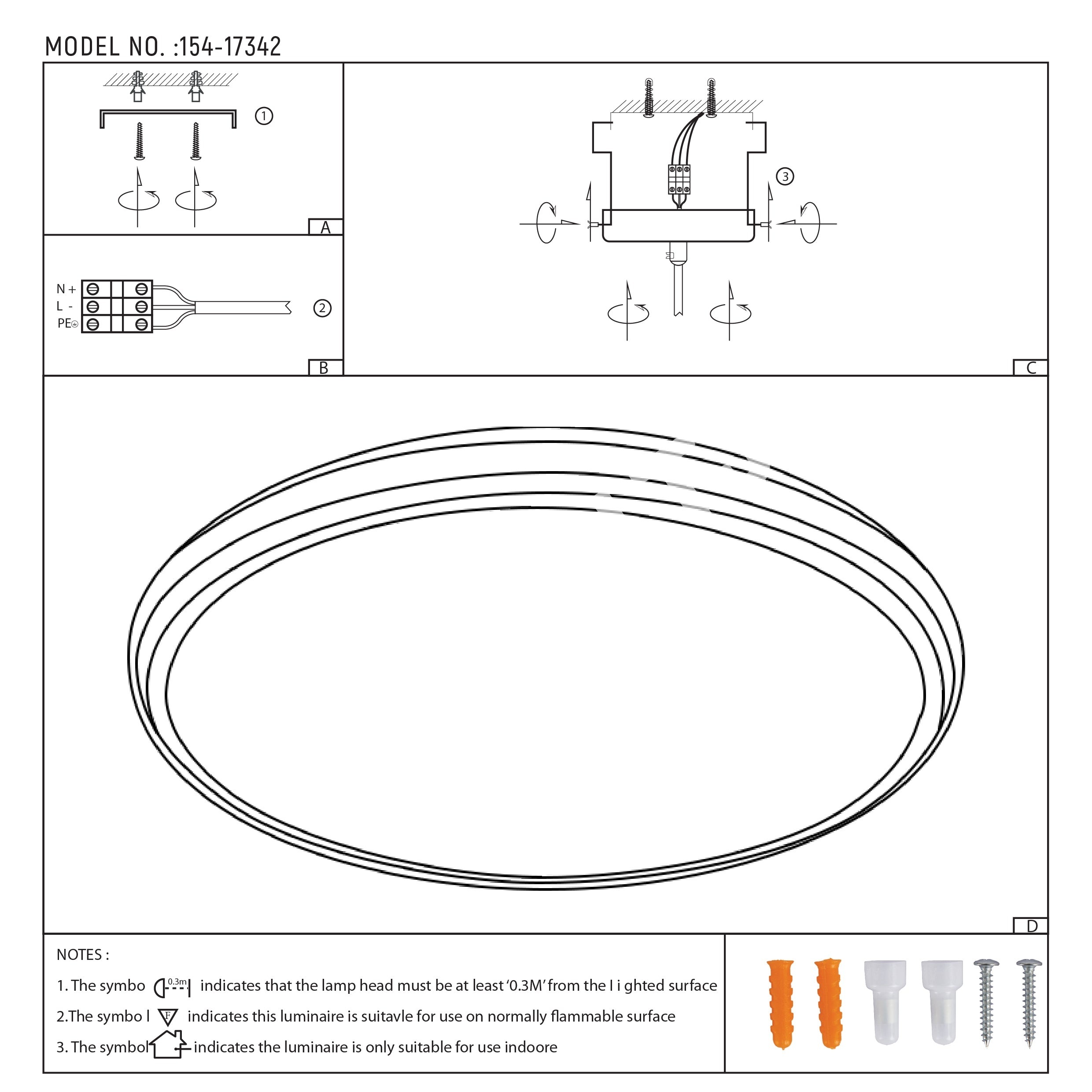 LED круглый 36 Вт черный белый D500 3CCT, 154-17342 7