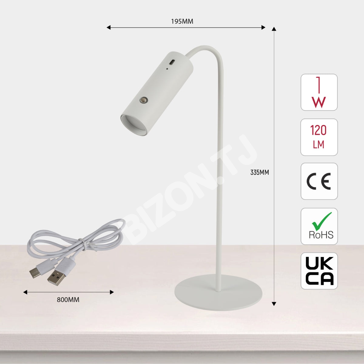 Светильник настольный SCANDINAVIAN 12 LED металл D195H335 белый, 130-03708 4
