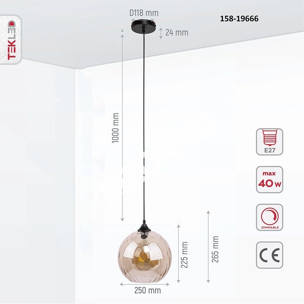 Люстра Chandelier MD70548B-1xE27 D300 AMBER золотой, 158-19668 7
