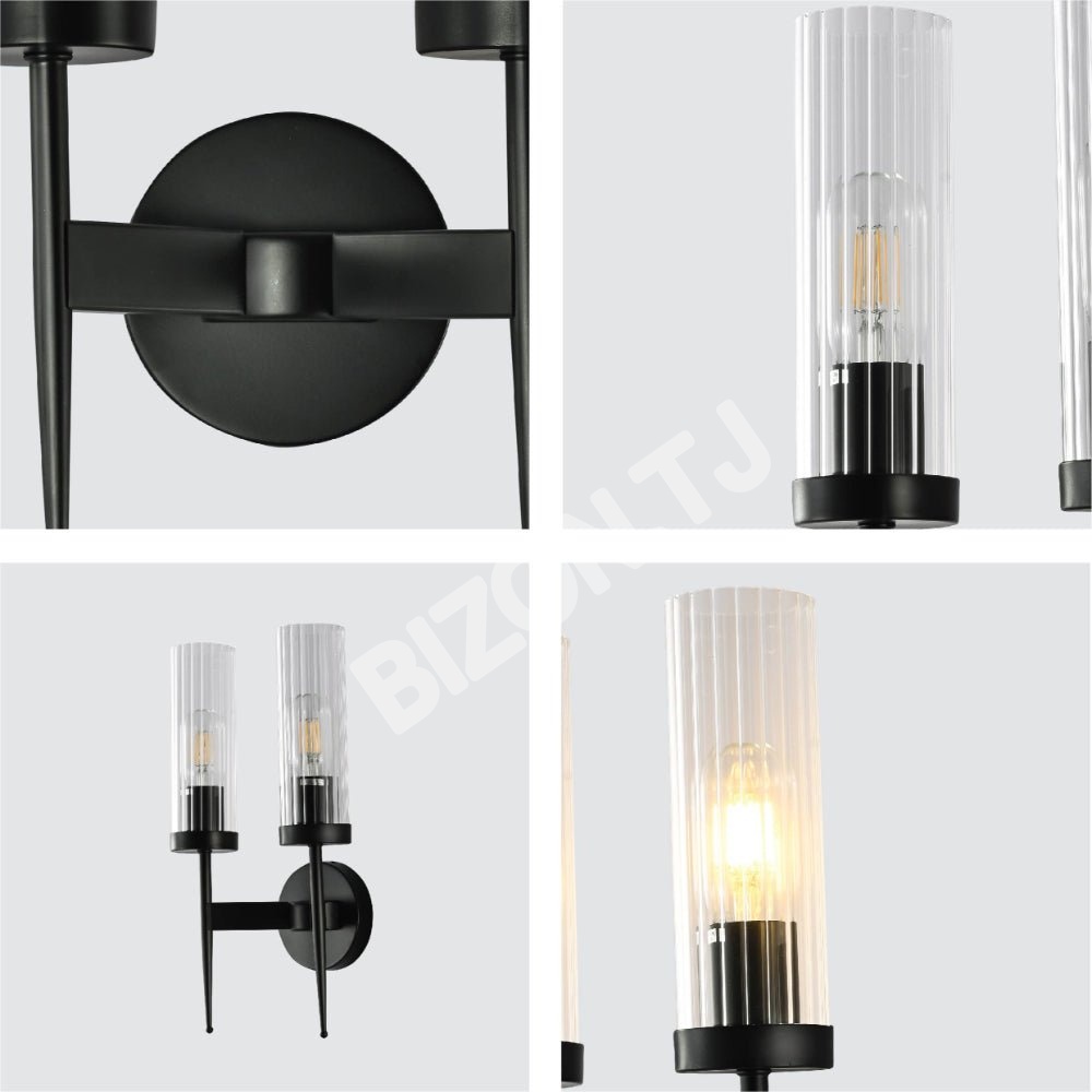 Бра золотой Aluminium бронзовый Cylinder Clear Reeded стекло Joseph Fonteyn Fluted настенный светильник с 2xE14 Fitting, 151-19496 6