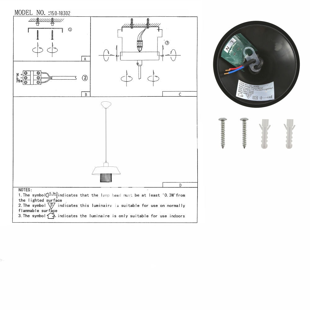Подвесной MD65270A-1L BLCK 40 Вт E271, 150-18302 9