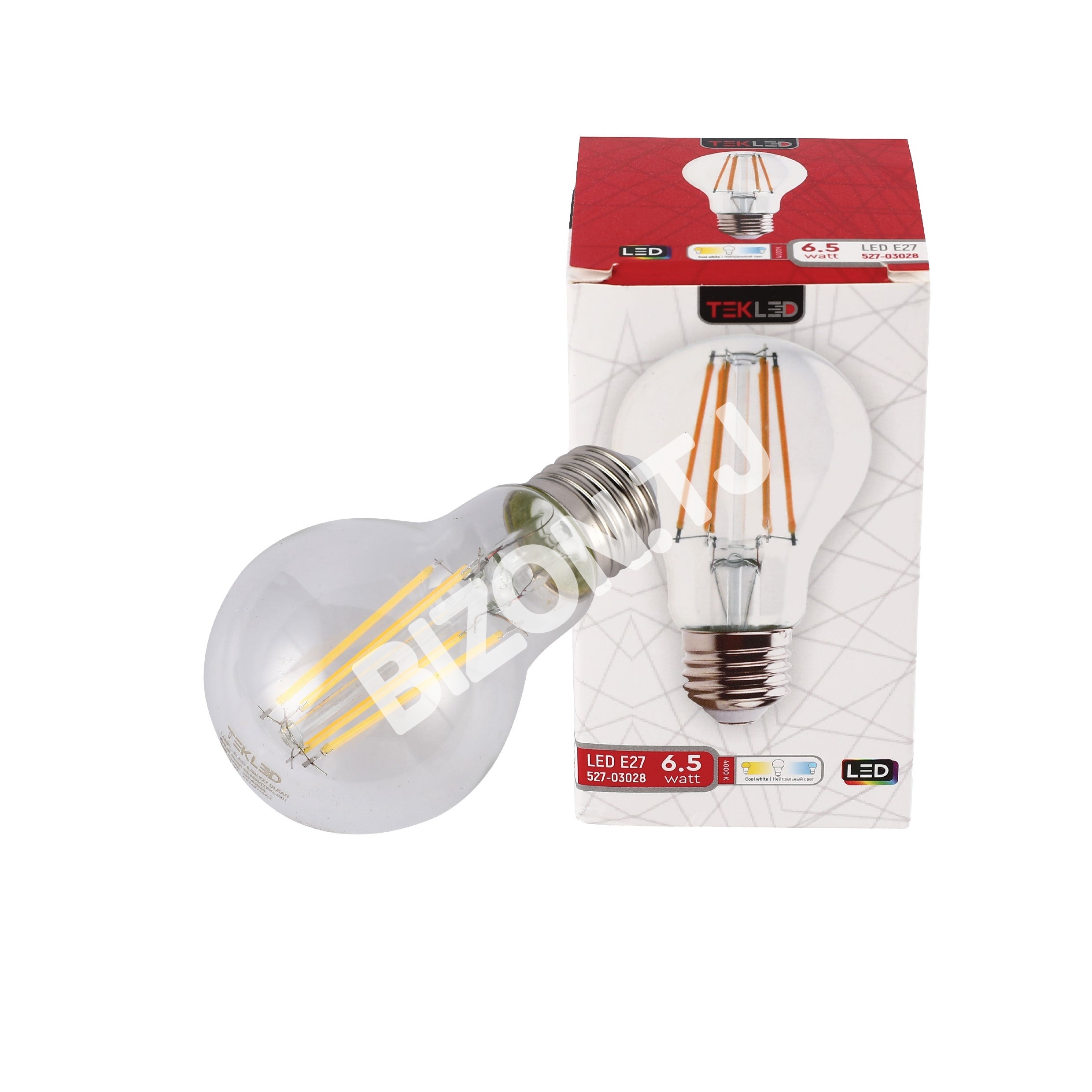 LampLED A60 6, 5 Вт E27 CLEAR 806 лм 4000 К 85-265VTEKL, 527-03028 3
