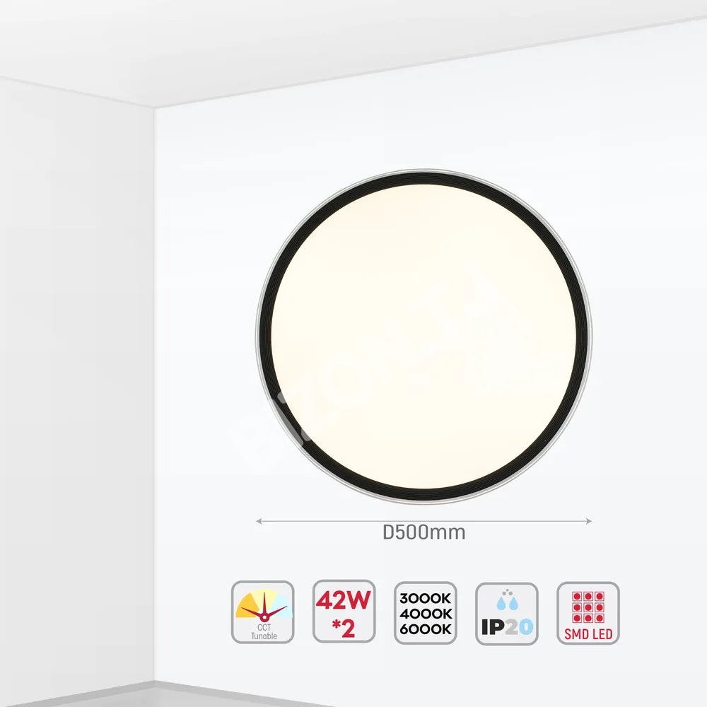 Светильник LED потолочный Светильник EGLO 40Wx2 черный D500 6000 К / 40, 165-16027 5