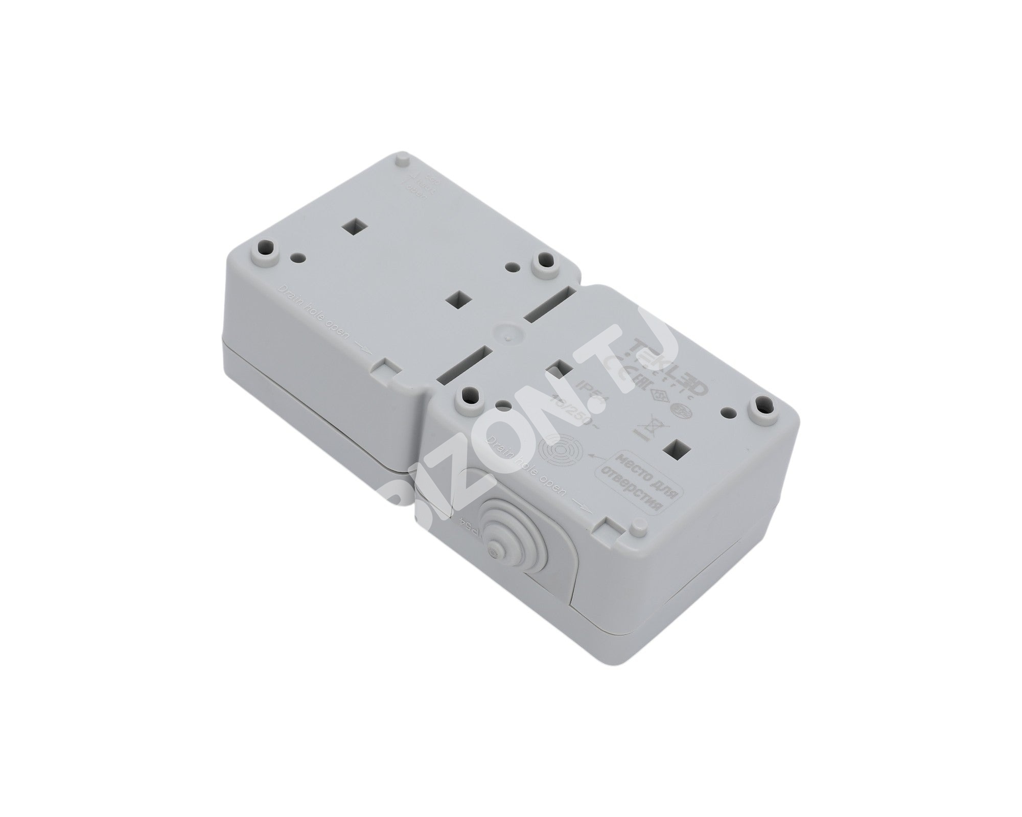 Розетка Выкл. 1 кл.+розетка с / з, с з / ш, о / у, 10А / 16А серый IP54 Atlantis100 / 5, 379-03036 4