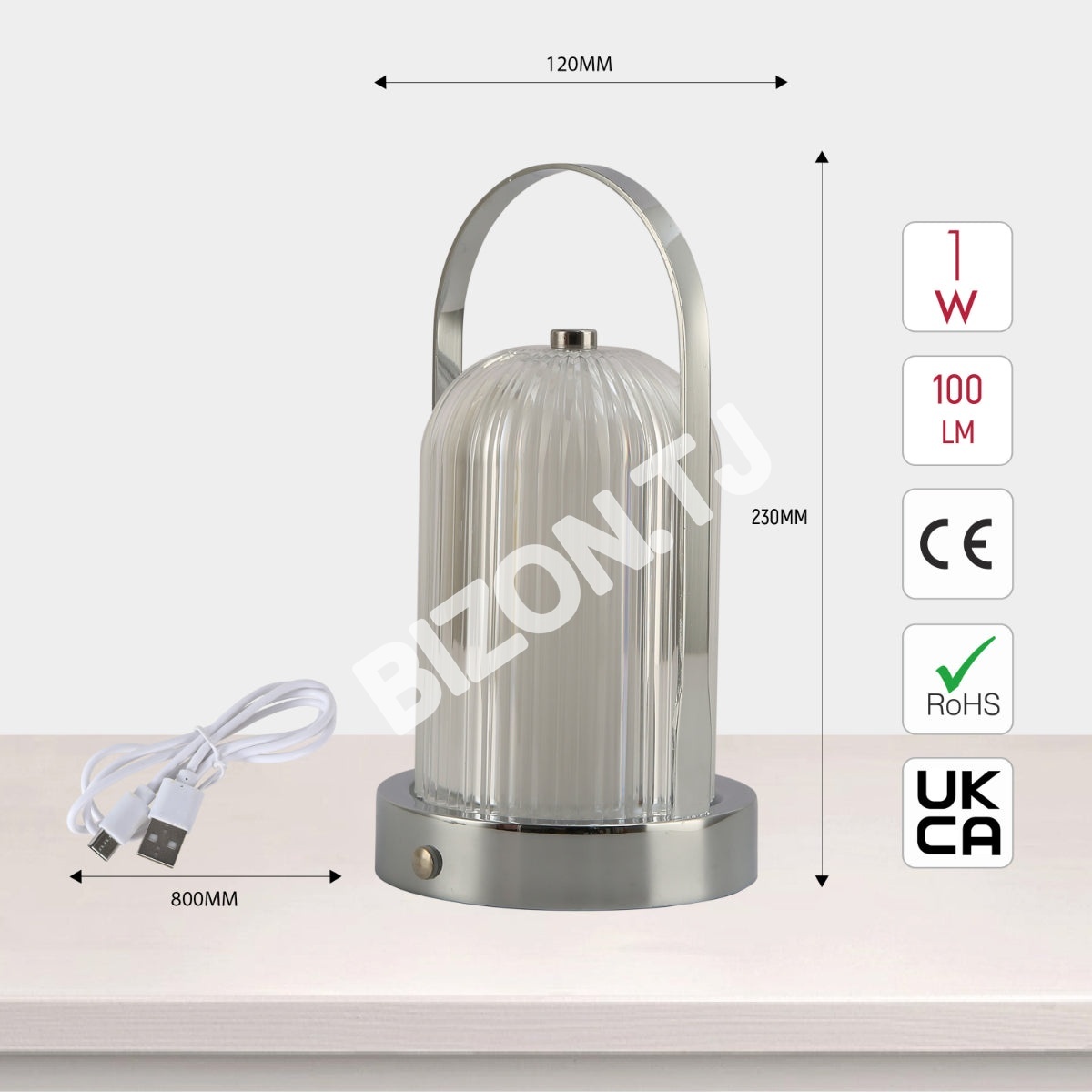 Светильник настольный LED Acrylic D120H230 хром, 130-03722 4
