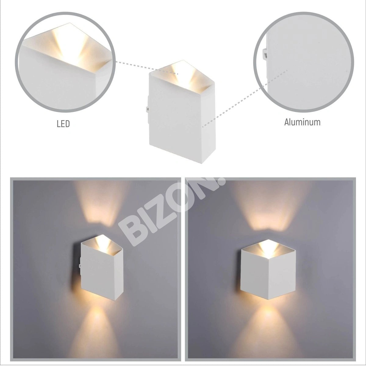 Белый Cuboid Up Down уличный современный LED настенный светильник, 182-03384 3