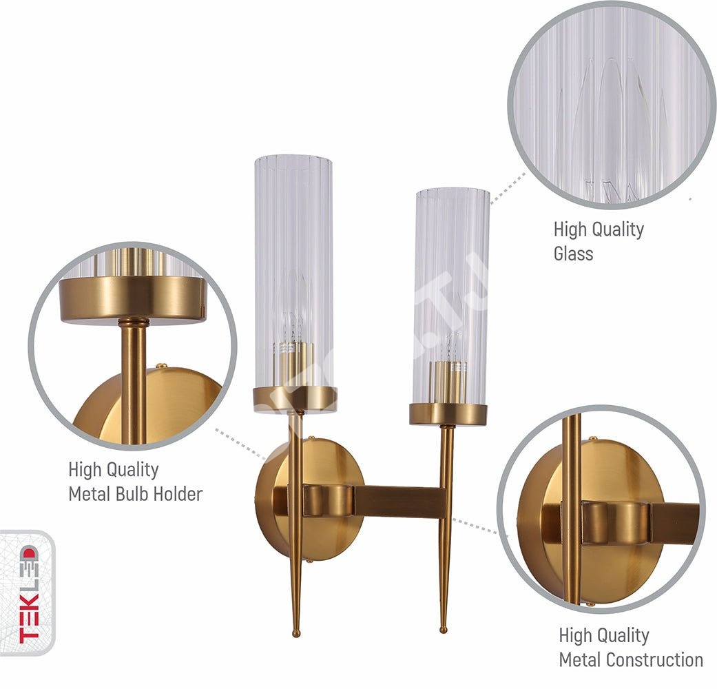 Бра золотой Aluminium бронзовый Cylinder Clear Reeded стекло Joseph Fonteyn Fluted настенный светильник с 2xE14 Fitting, 151-19496 5