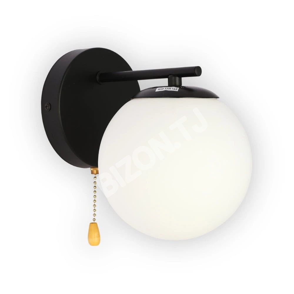 Выключатель опал GLOBE стекло золотой металл BODY VINTAGE RETRO настенный светильник с PULL DOWN SWITCH E27 FITTING золотой, 151-19780 2
