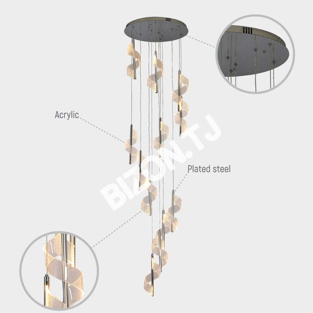 Люстра LED PA0043 60Wx12 хром D500xH1200 CCT Changeble, 159-18136 6
