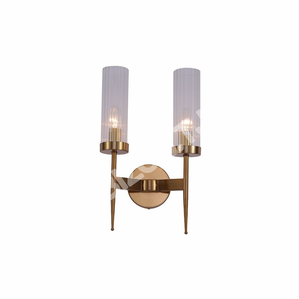 Бра золотой Aluminium бронзовый Cylinder Clear Reeded стекло Joseph Fonteyn Fluted настенный светильник с 2xE14 Fitting, 151-19496 2