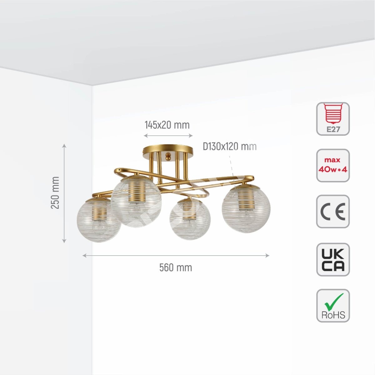 Люстра 52018 8xE27 CHAMPAGNE+золотой, 159-17676 6