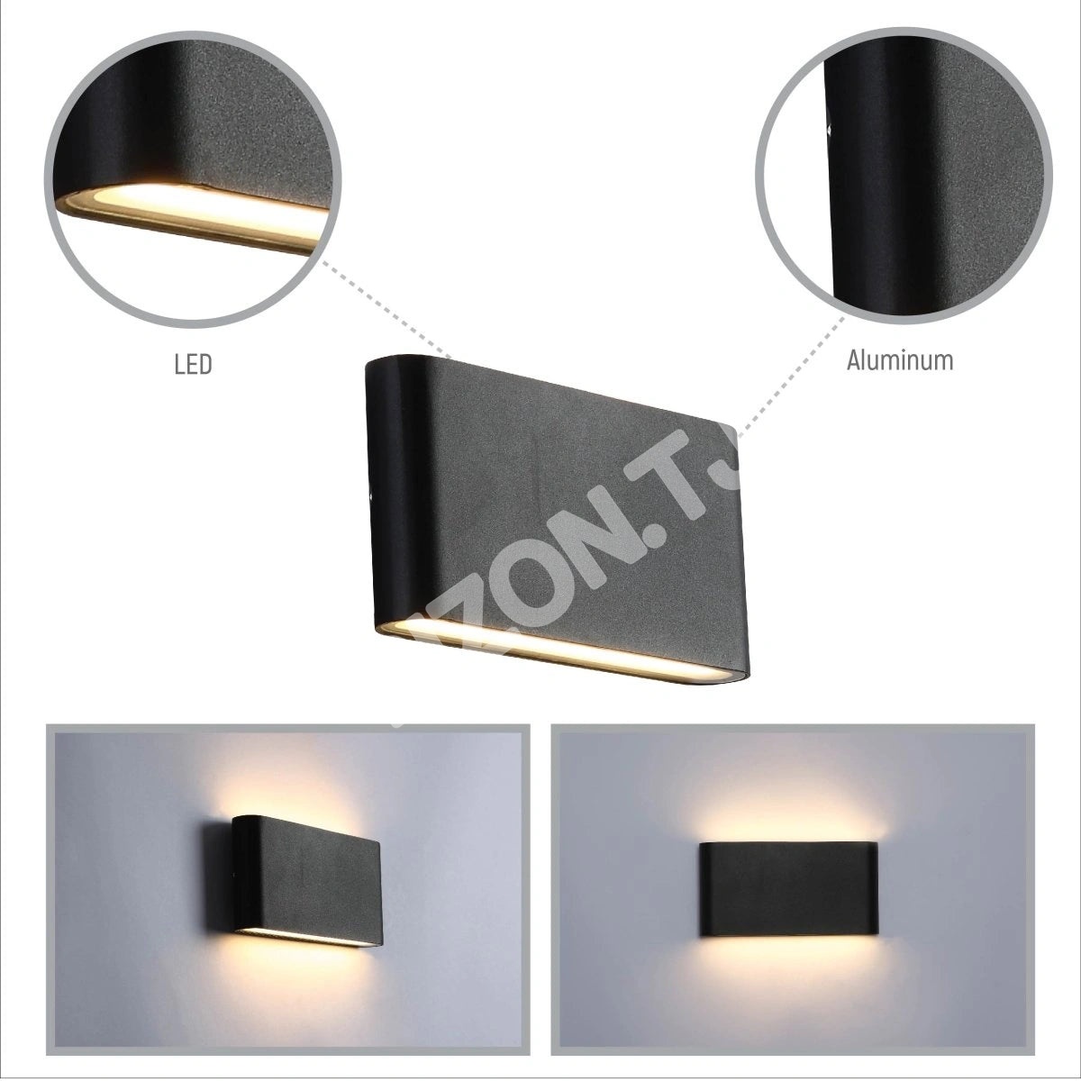 Черный Slim Cuboid Up Down уличный современный LED настенный, 182-03376 3
