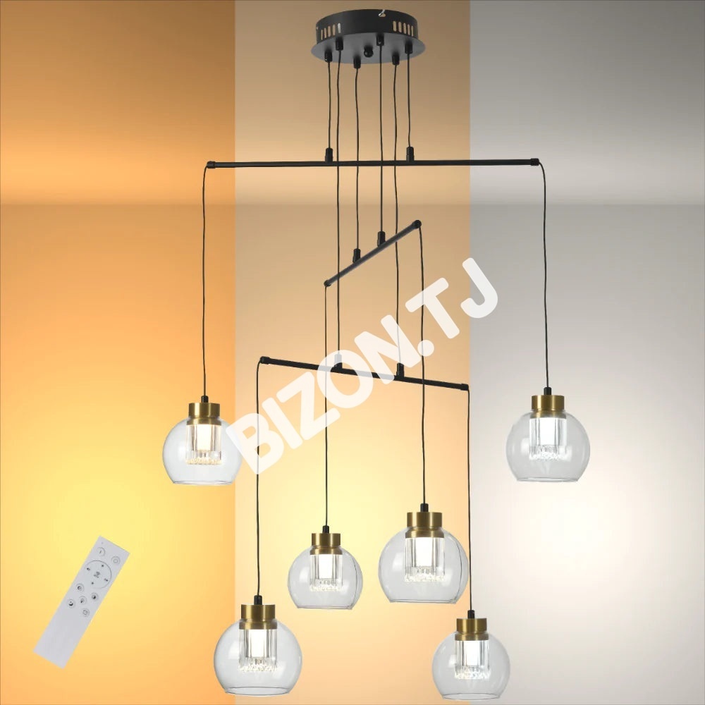 Люстра LED 7015-6 40 Вт DIMM черный, 159-17952