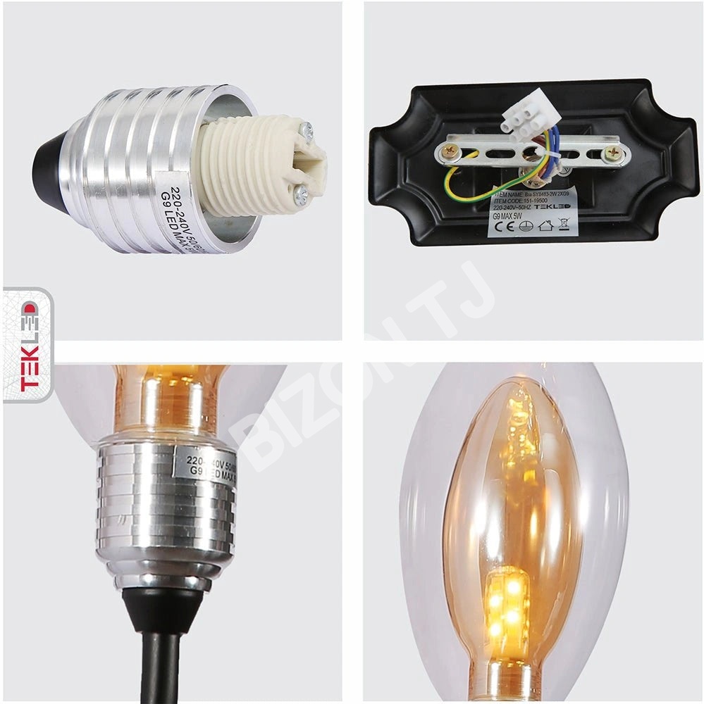 Бра черный Body Amber стекло настенный светильник с 2xG9 Fitting, 151-19500 4