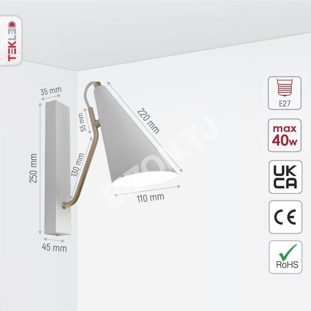 Выключатель Бра Matte черный металл Cone настенный светильник E27 Fitting с Pull Down Switch, 151-19649 12
