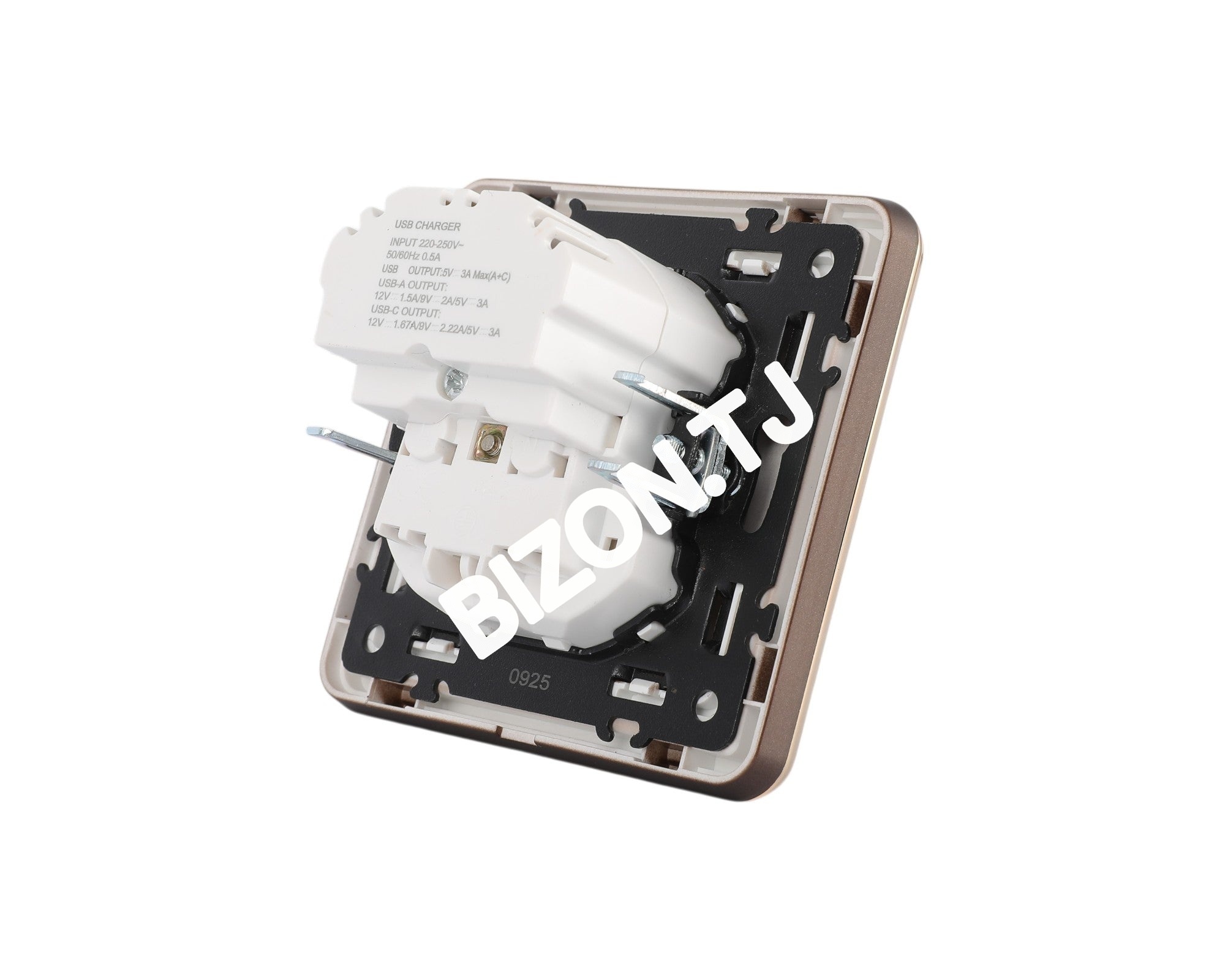 Розетка 1-я с / з+USB (Тип A+C), с / у, Золото, серия SAKURA, 100 / 10, 282-03406 23