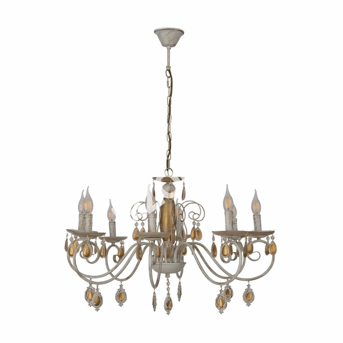 Люстра Amber Crystal золотой and белый металл 12 Arm потолочный Chandelier светильник с E14, 158-19445 2