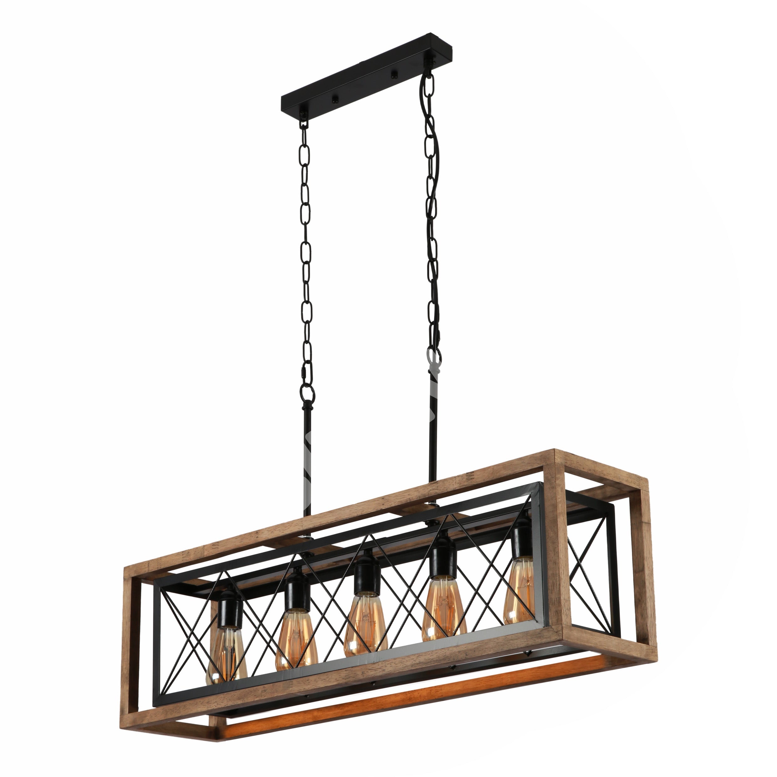 Черный металл Cage Old дерево Cuboid Kitchen Island Ch, 159-17860
