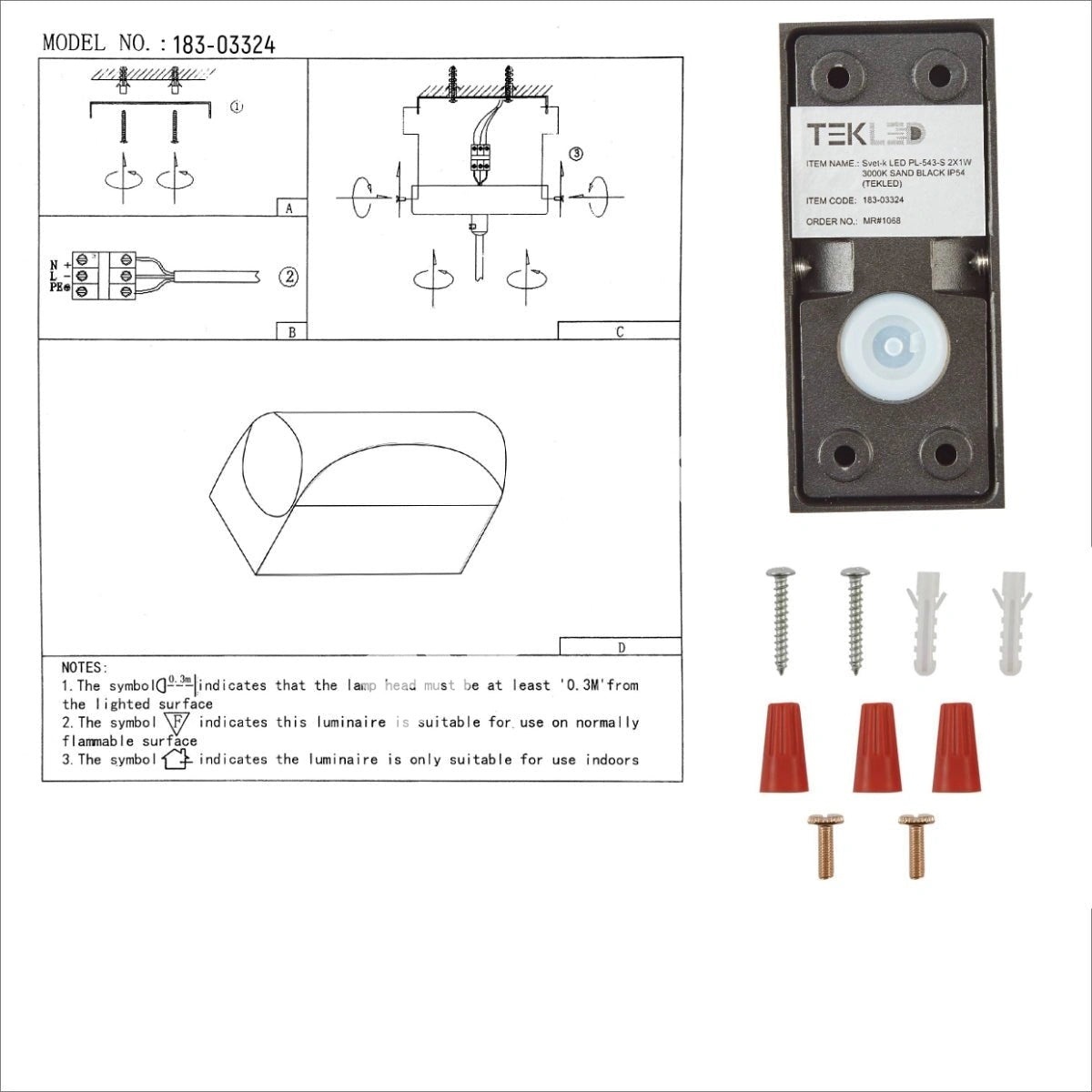 Светильник LED PL-543-2 4×1 Вт песочный черный 3000 К IP54, 183-03326 16