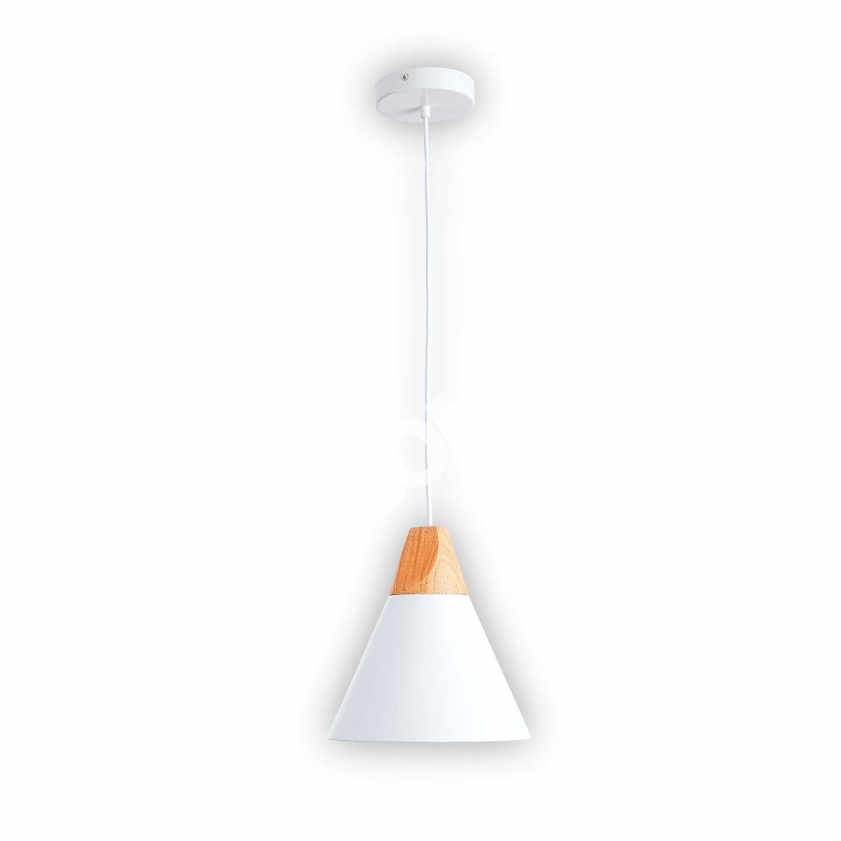 Светильник белый металл дерево Funnel подвесной потолочный светильник Small с E27, 150-18374