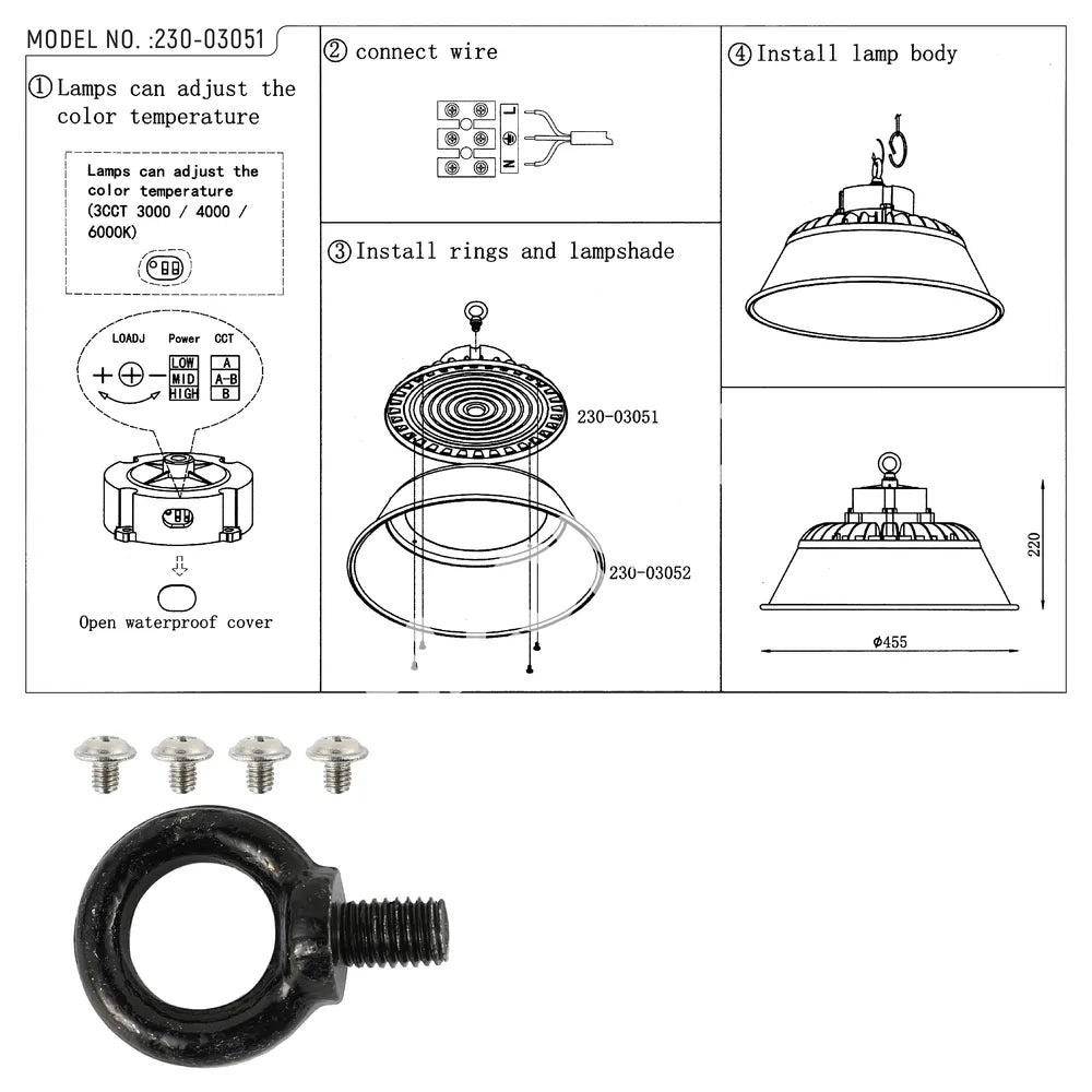 UFO Highbay 200 Вт 3000 К / 4000 К / 6000 К черный, 230-03051 8