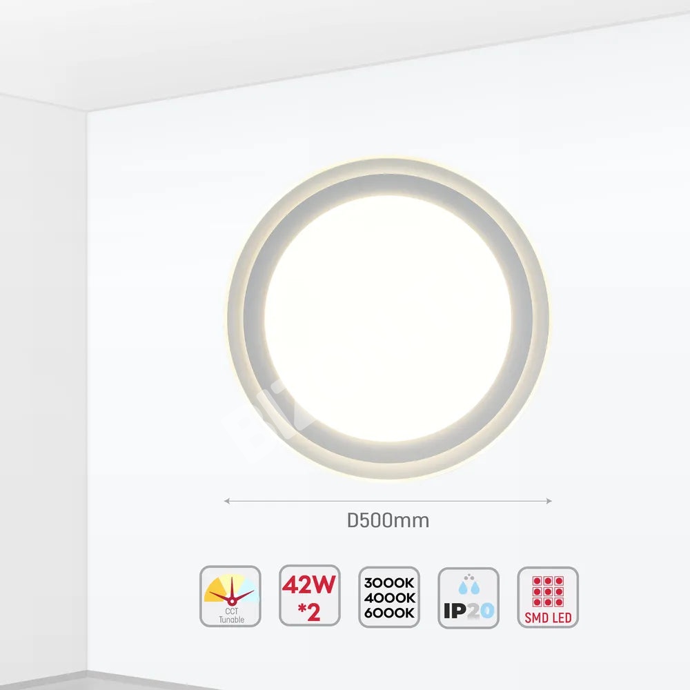 Светильник LED потолочный Светильник STL500 40Wx2 белый D500 6000 К, 165-16004 5