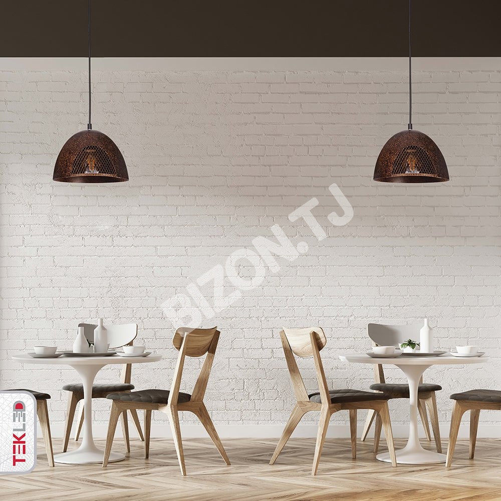 Светильник Rusty коричневый металл Dome Flat подвесной потолочный светильник L с E27, 150-18188 7