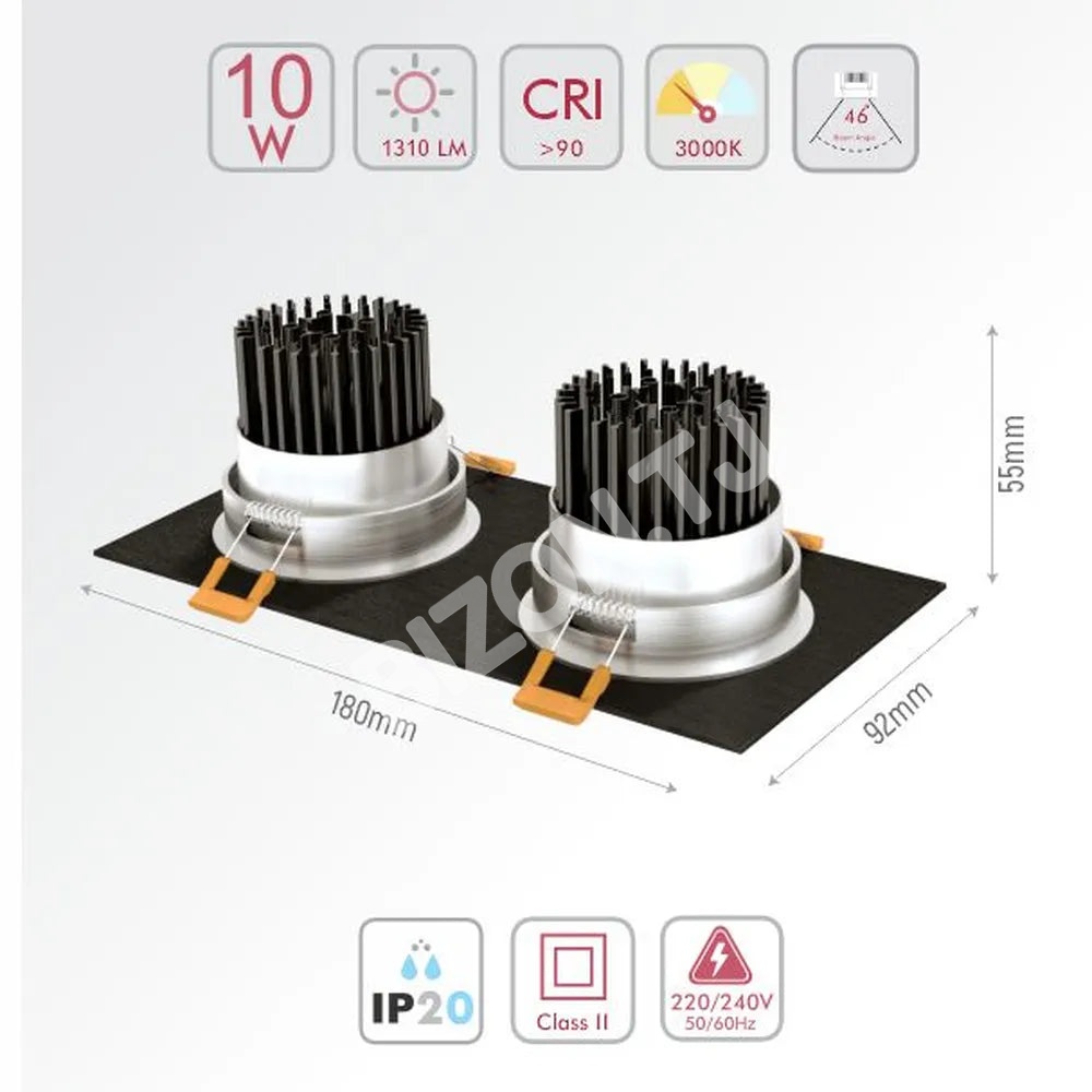 Светильник LED OC002B 2×5 Вт 3000 К черный 100-265V50, 165-033252 5