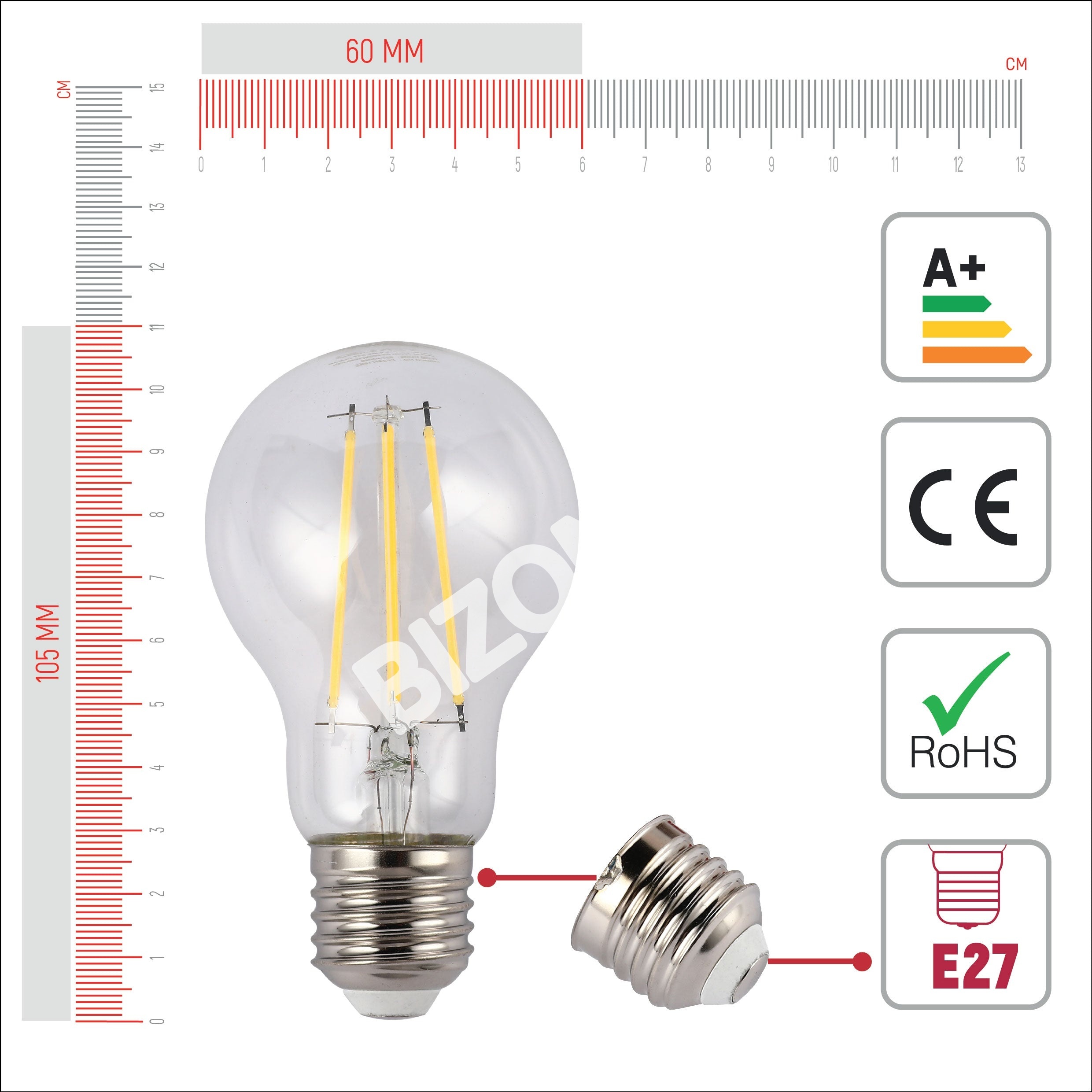 LampLED A60 6, 5 Вт E27 CLEAR 806 лм 4000 К 85-265VTEKL, 527-03028 2