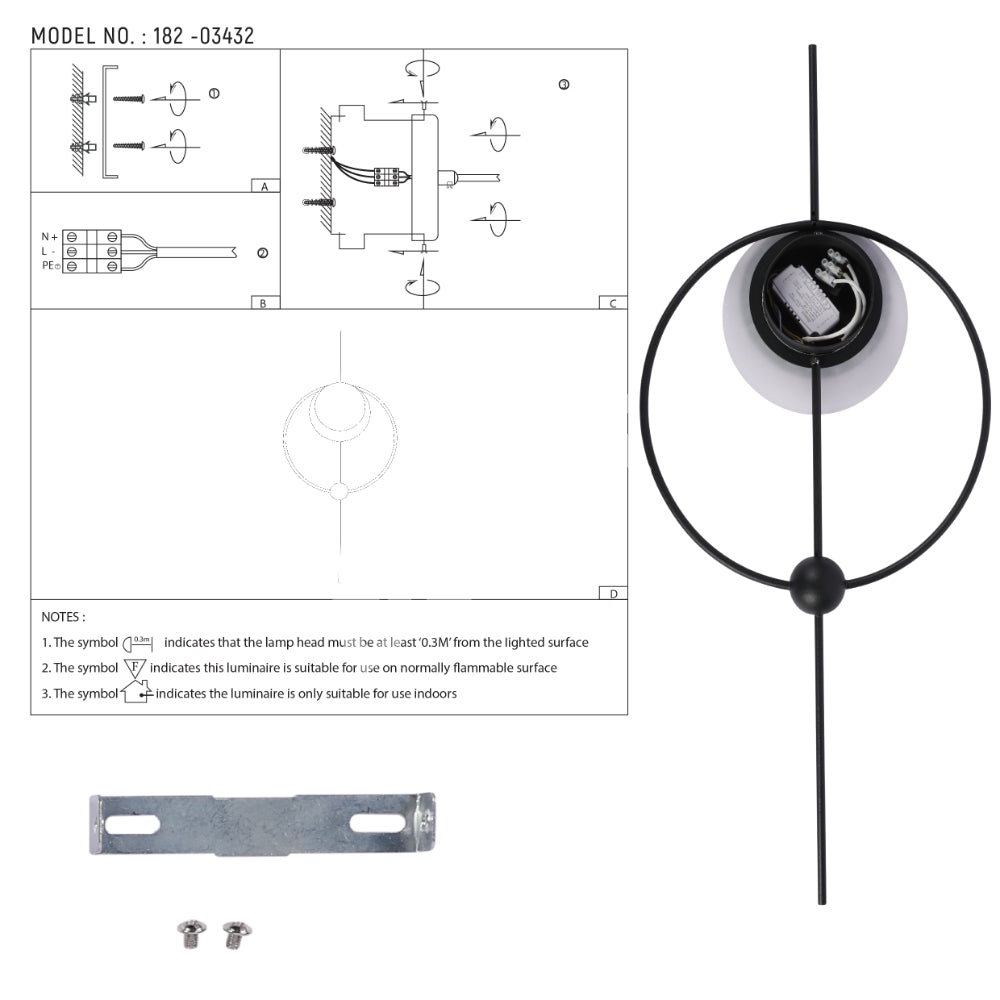 Designer Geometric Moon in круглый современный LED настенный, 182-03432 8