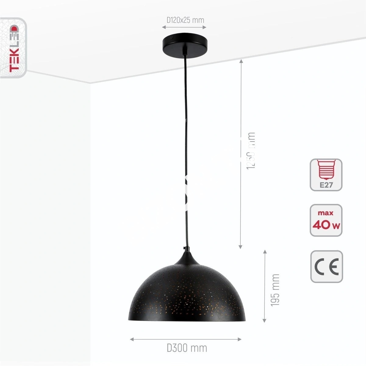 Черный золотой Dome Moroccan Night Milkyway потолочный подвесной светильник с E27 Fitting, 150-18380 8