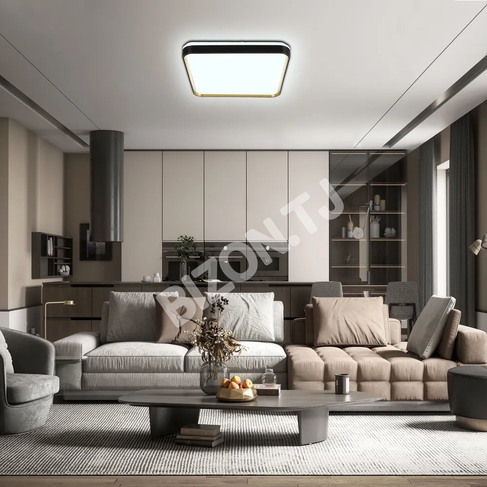 Светильник LED потолоч квадрат Светильник BGS500 36Wx2 черный золотой, 165-16008 3