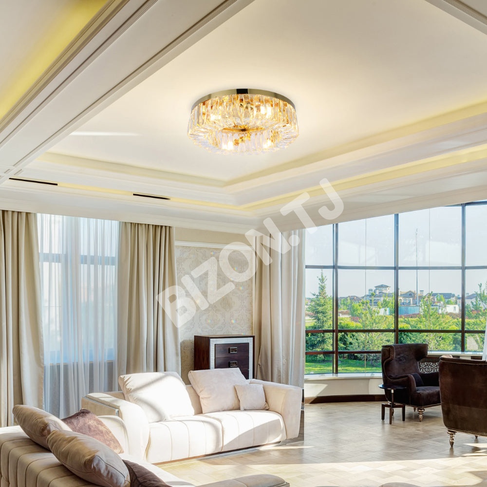 Люстра Crystal круглый Flush Chandelier светильник D500 золотой E14, 159-18148 3