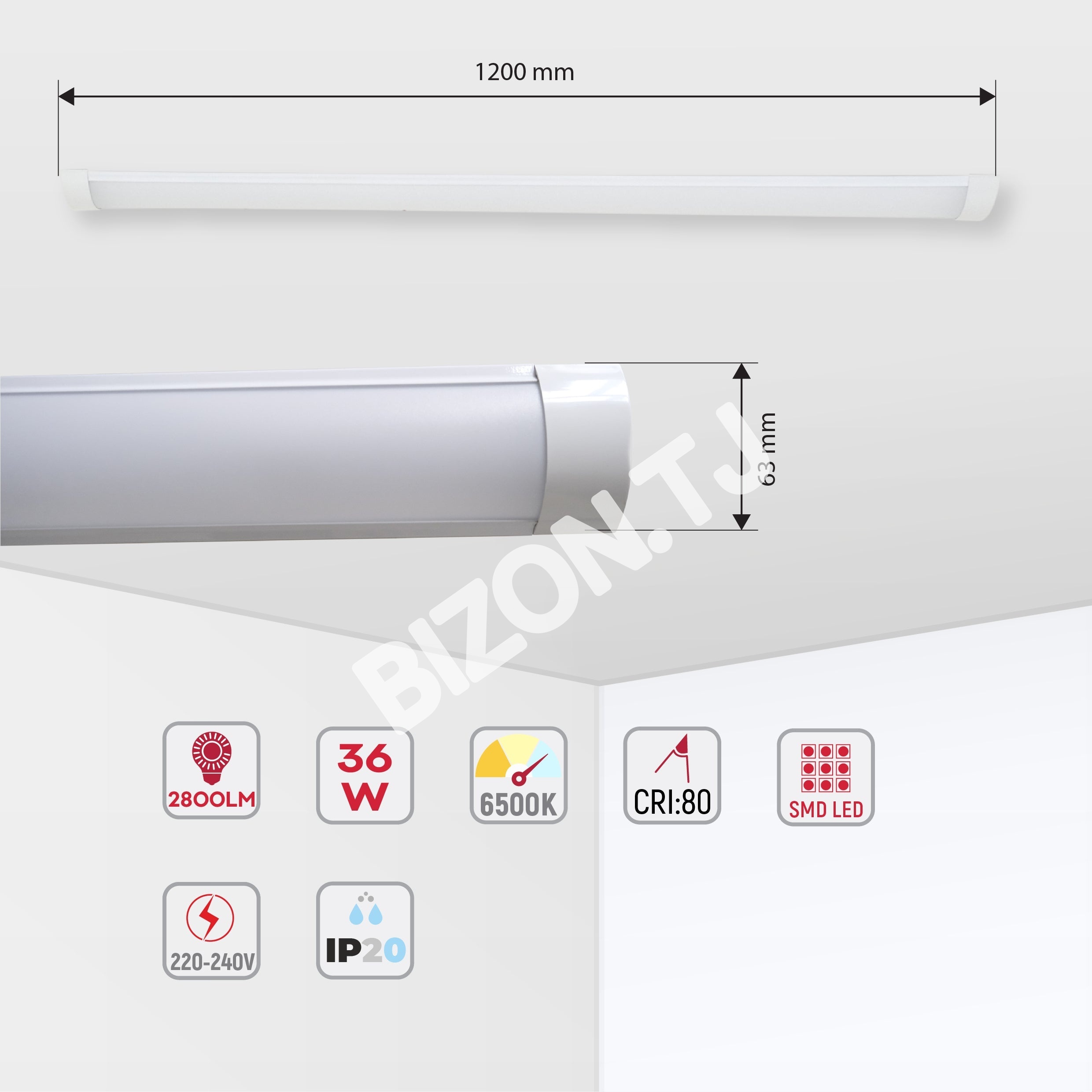 Светильник LED TAB-202 18 Вт 1400 лм 6500 К IP2024, 116-03400 10