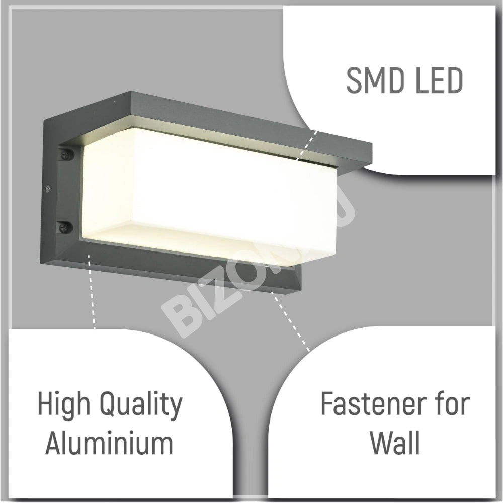 Лампа LED Cubioid Hood настенный лампа 20 Вт 4000 К DONEGrey IP54, 182-03358 4