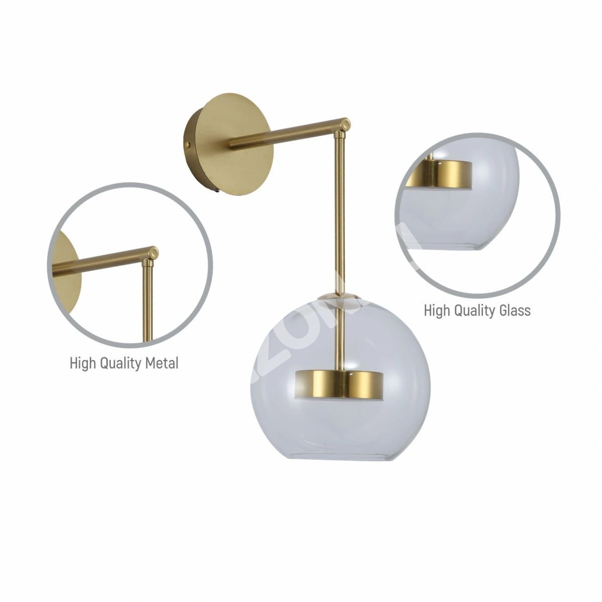 Бра Clear Globe стекло золотой L-Shape металл Cool нейтральный белый 12 Вт LED настенный светильник, 151-19744 4
