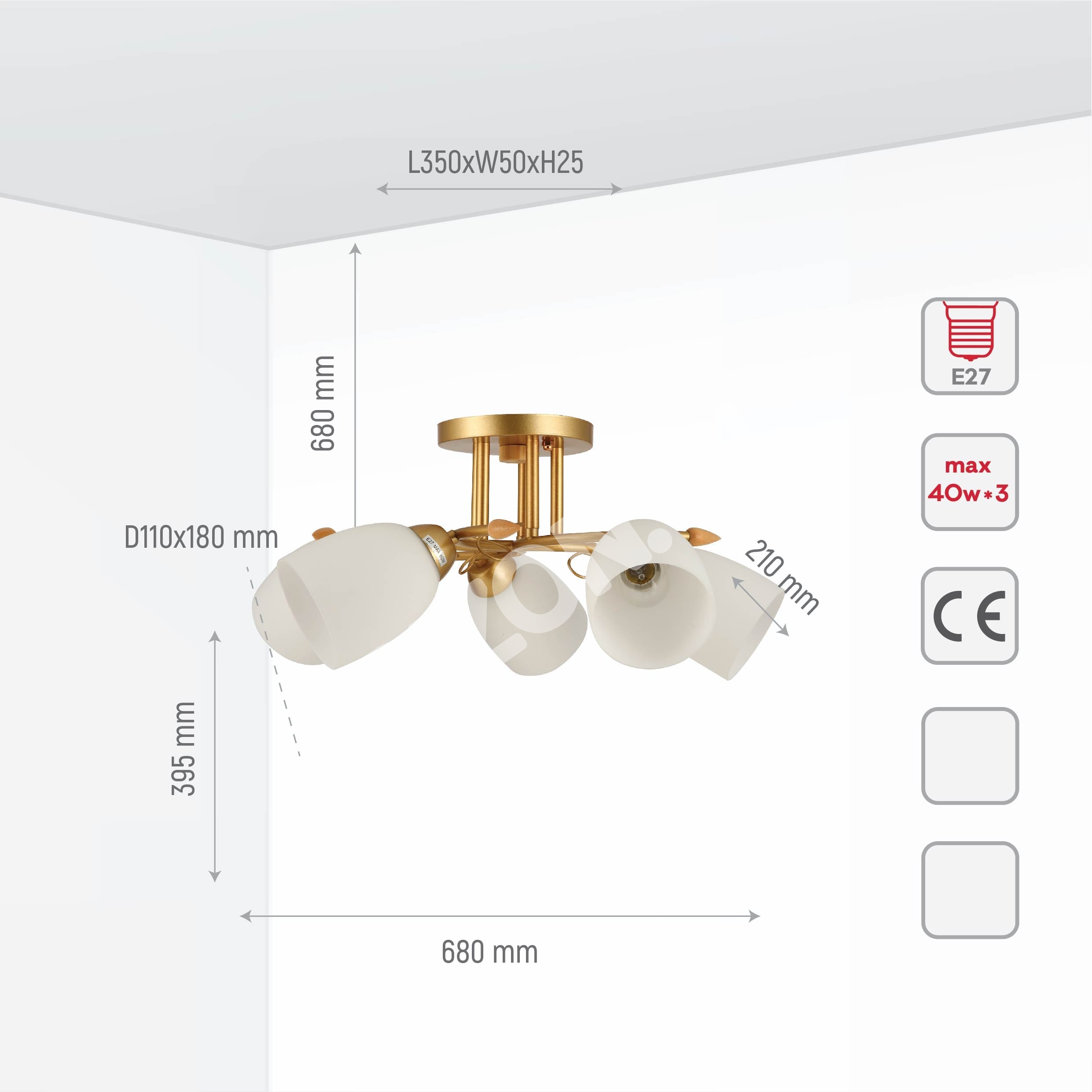 Люстра 32348 5xE27 CHAMPAGNE+золотой, 159-17624 4