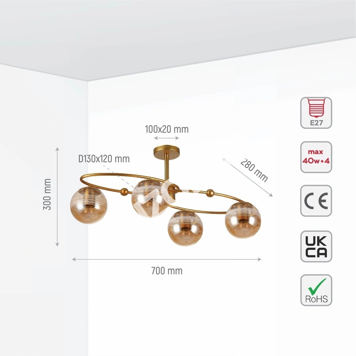 Люстра 52020 6xE27 CHAMPAGNE+золотой, 159-17666 3