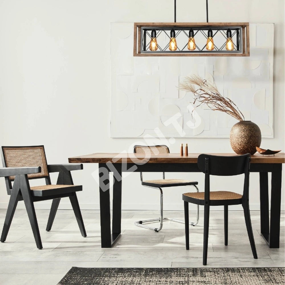 Черный металл Cage Old дерево Cuboid Kitchen Island Ch, 159-17860 3