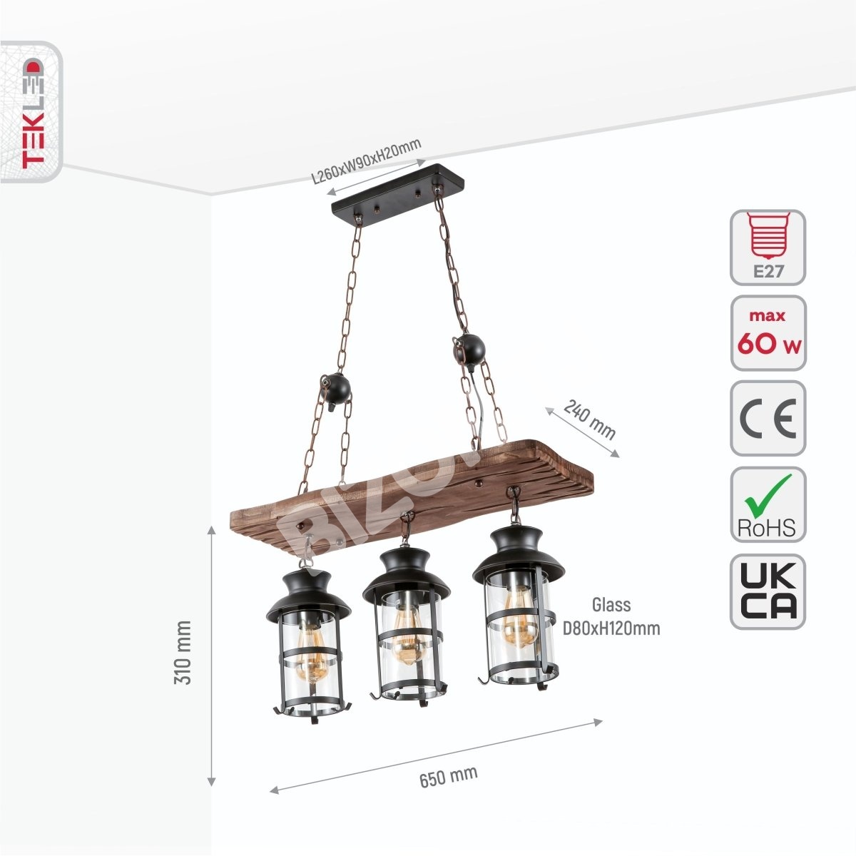 Люстра JM440 4xE27 дерево+IRON 68×23sm1, 159-17852 5