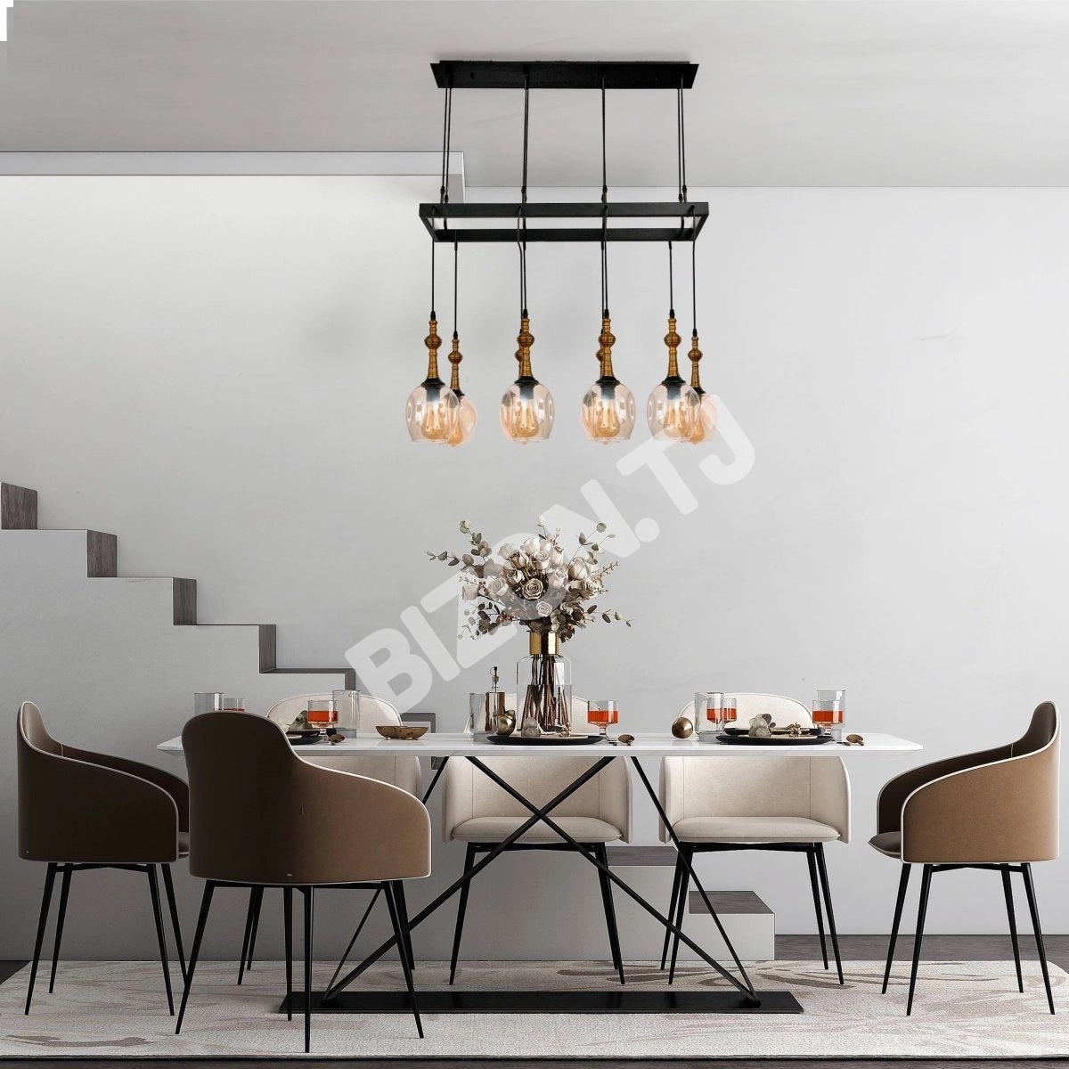 Люстра Amber Cone стекло черный металл Island потолочный Chandelier светильник с 8xE27, 158-19582 7