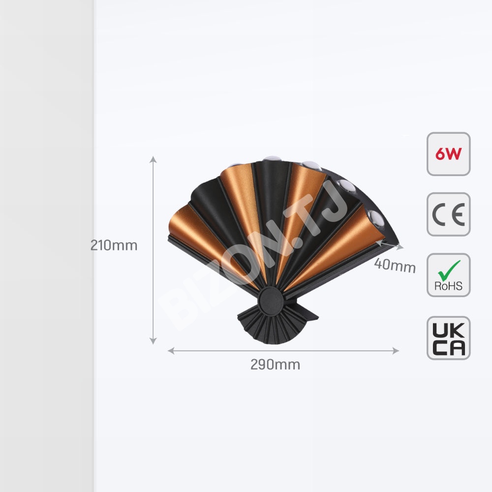 Современный Folding Fan 8 way LED настенный светильник черный 3000, 182-03443 6