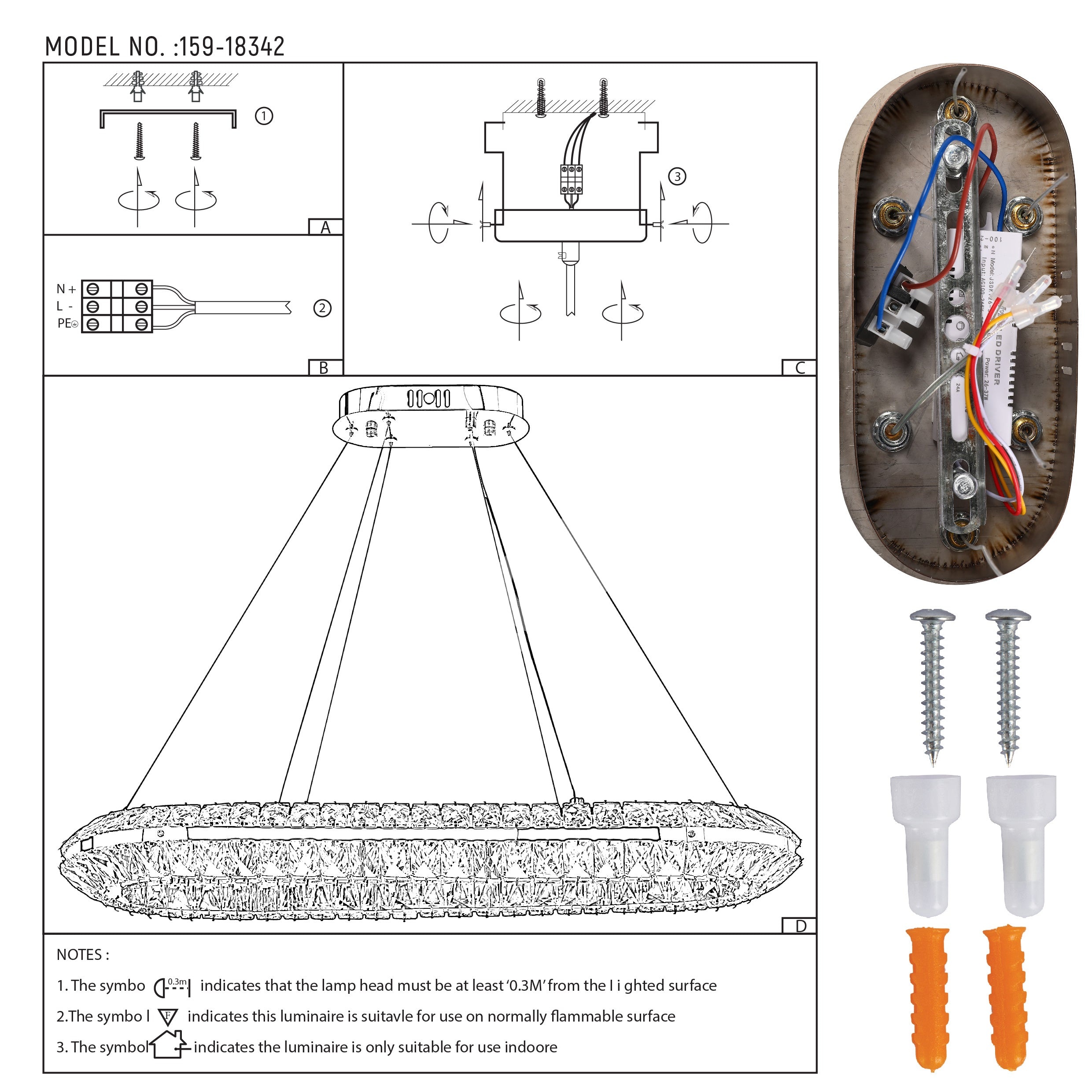 Люстра Crystal золотой CB242 600xW400мм 3 Colour (с, 159-18340 14
