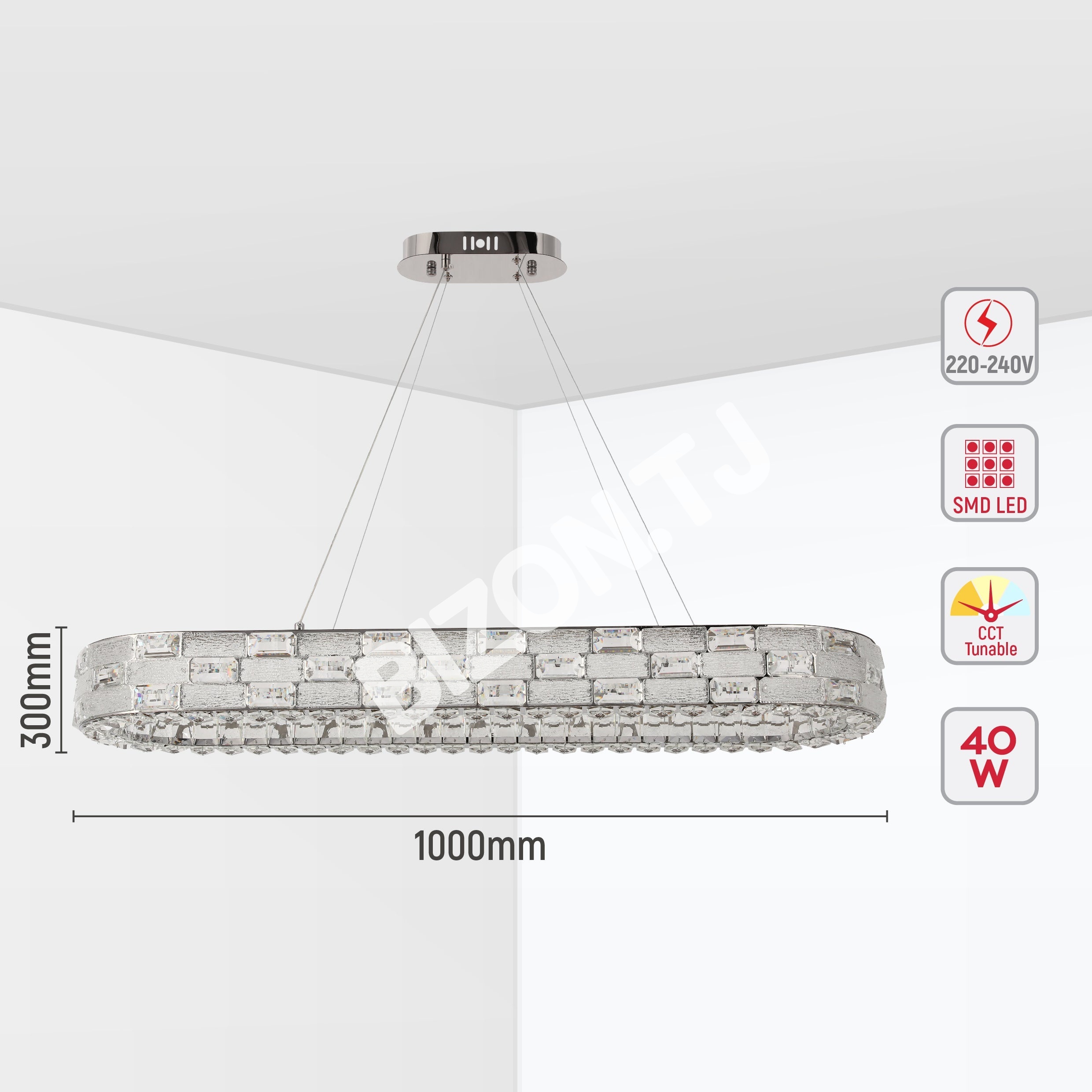 Люстра Crystal хром CB701 D500мм 3 Colour (с ди, 159-18334 15