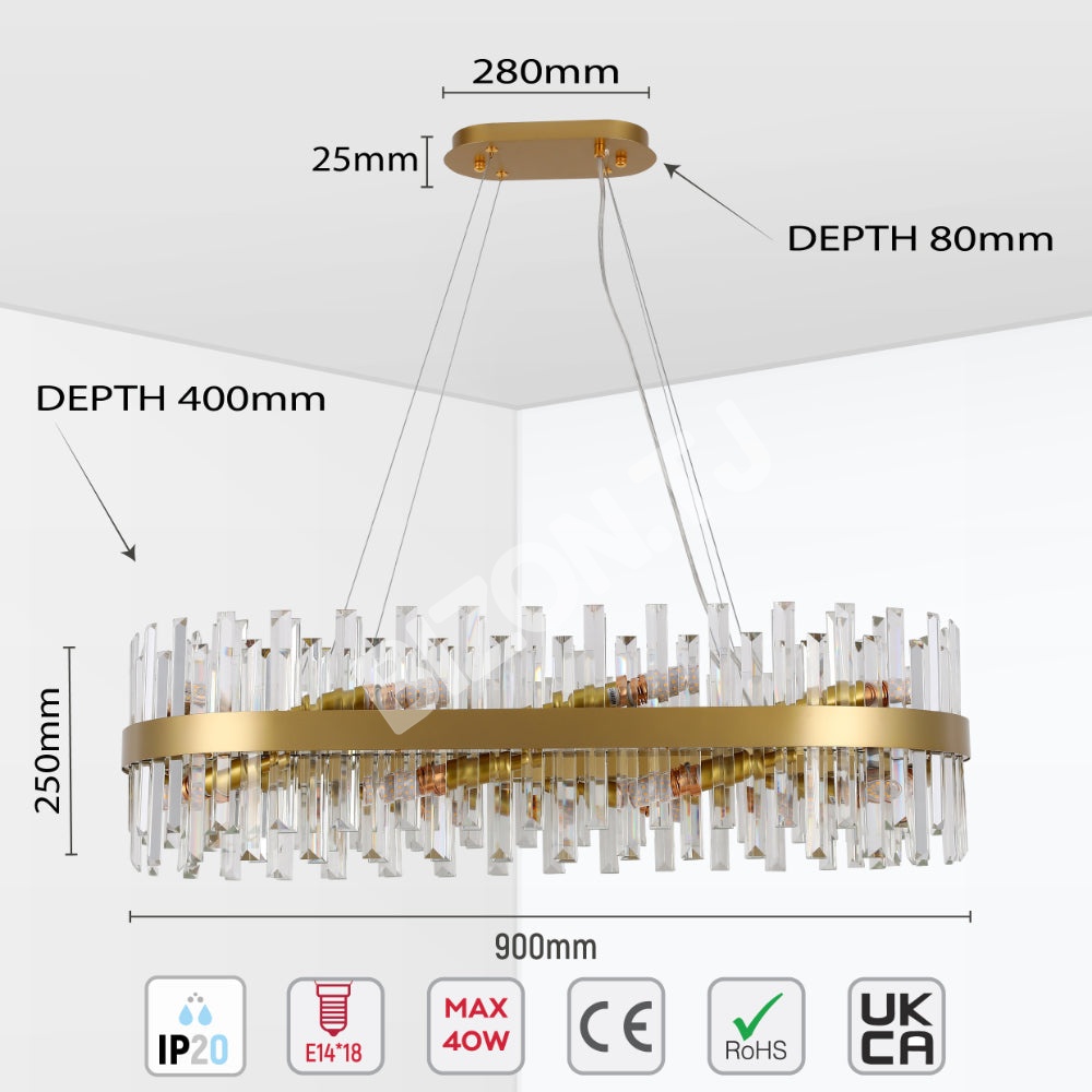 Светильник Coffin Crystal золотой металл Island Chandelier потолочный светильник L900 с 18xE14, 156-19562 8