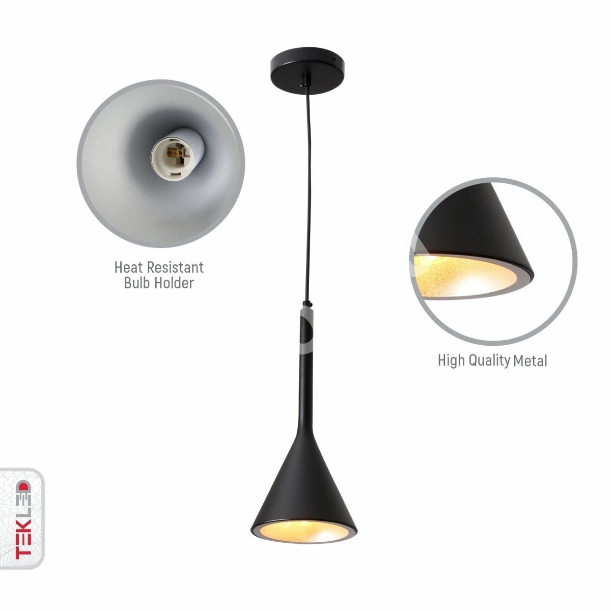 Черный Funnel Nordic современный металл потолочный подвесной светильник с E27 Fitting, 150-18394 4
